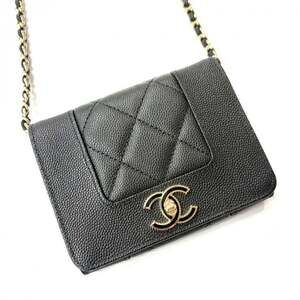 CHANEL Mademoiselle Chain Shoulder Bag in Caviar Skin, Black, with a Turn Loc...